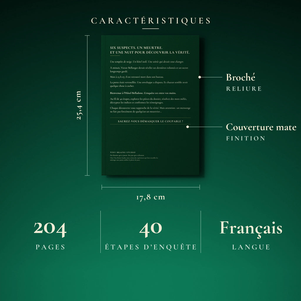 Caracteristiques du livre L'Hotel Belladone : broche, couverture mate, 204 pages, 40 etapes, en francais